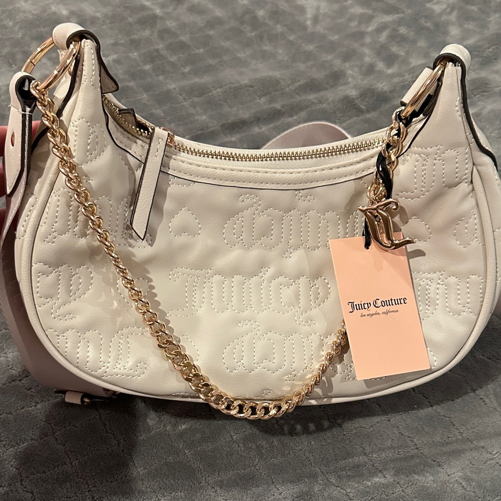 Juicy Couture Cream Shoulder Bag with Gold Chain